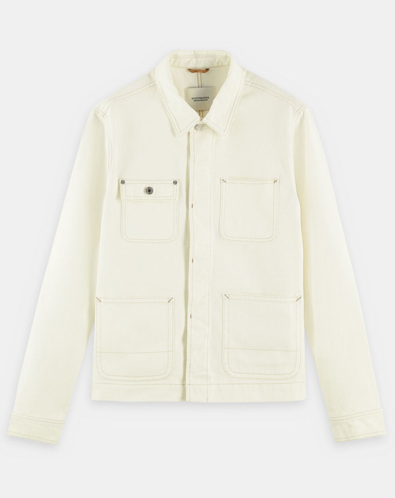 Scotch & Soda Veste en Coton Biologique Worker blanche