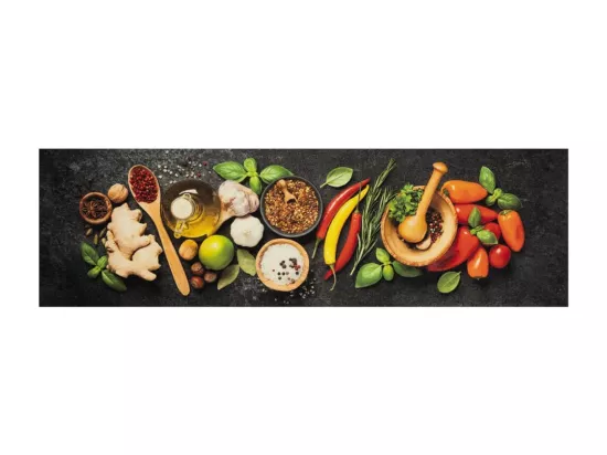 Tapis de cuisine lavable impression d'épices 45x150 cm velours