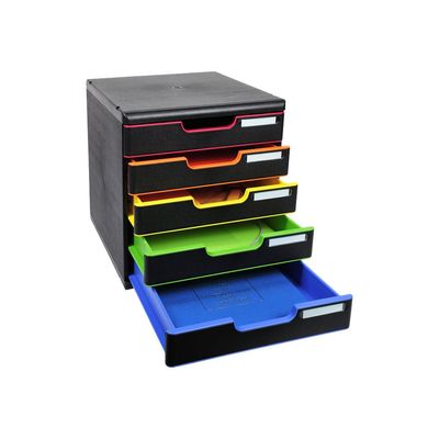 Exacompta Modulo - Module de classement 5 tiroirs - noir/arlequin