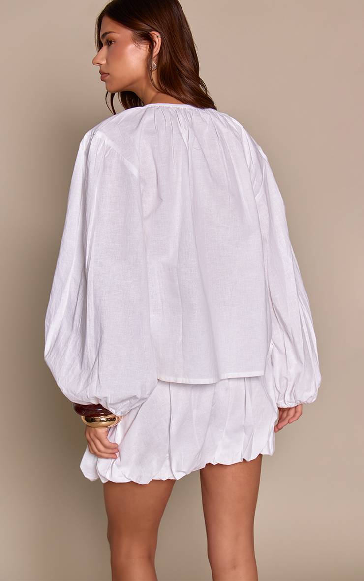 Blanc Jupe Mini Coordonnée En Coton À Volants