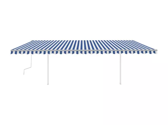 Auvent manuel rétractable avec LED 6x3 m Bleu et blanc