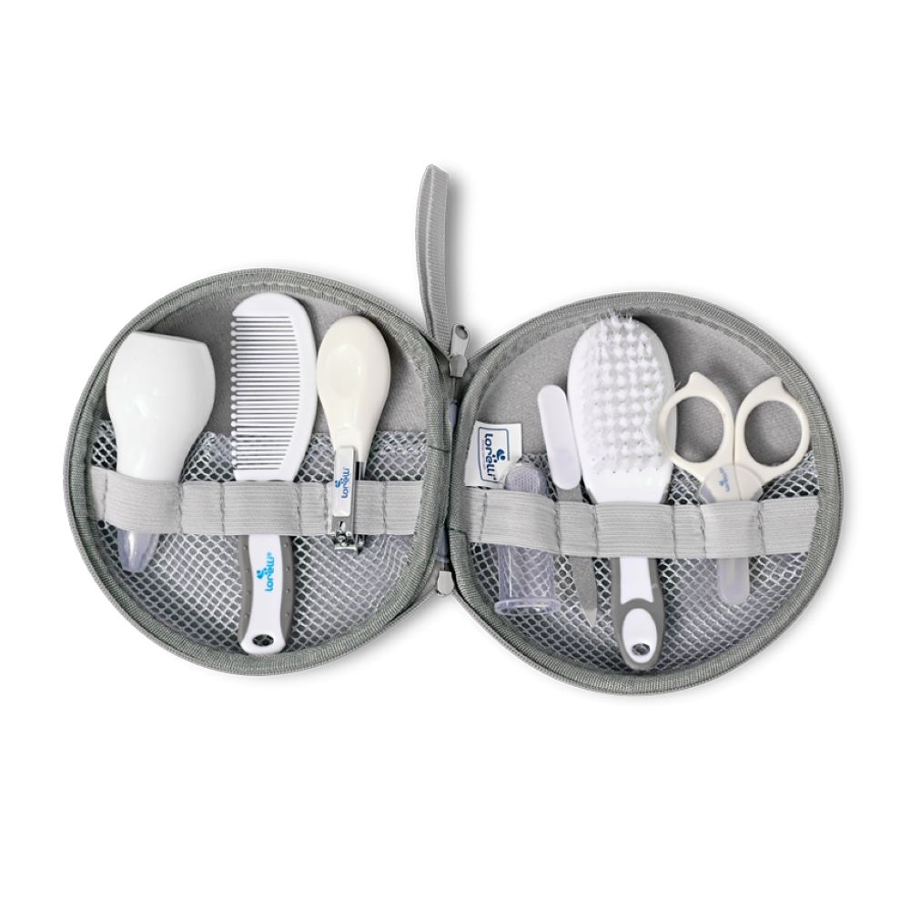 Lorelli Baby Hygiene Set Reiseetui 8-tlg. Nasensauger Nagelschere Nagelknipser grau