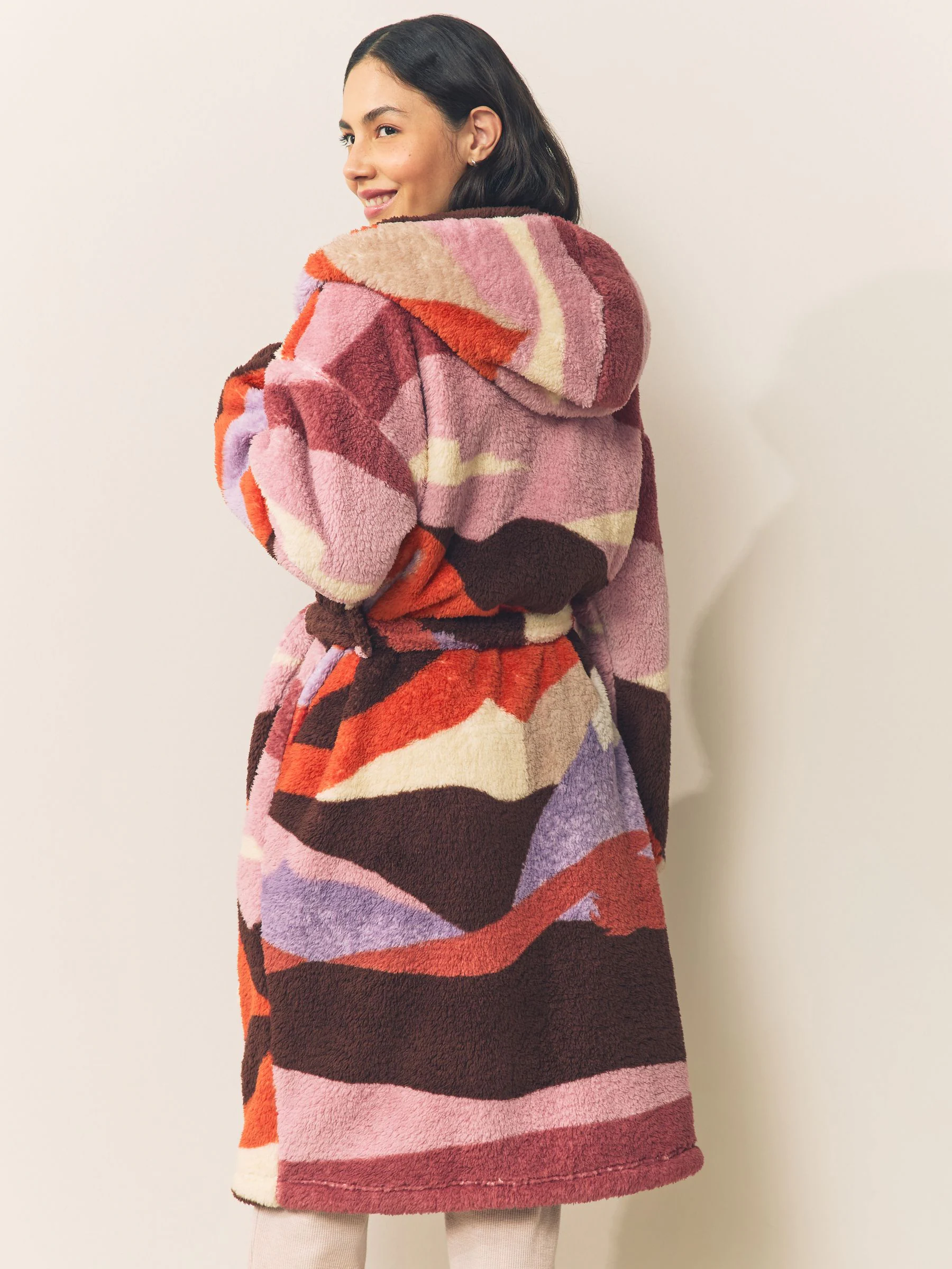 Orange Abstract Scene Print - Teddy Borg Dressing Gown