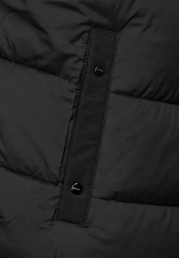 Langer Stepp Wintermantel - Black
