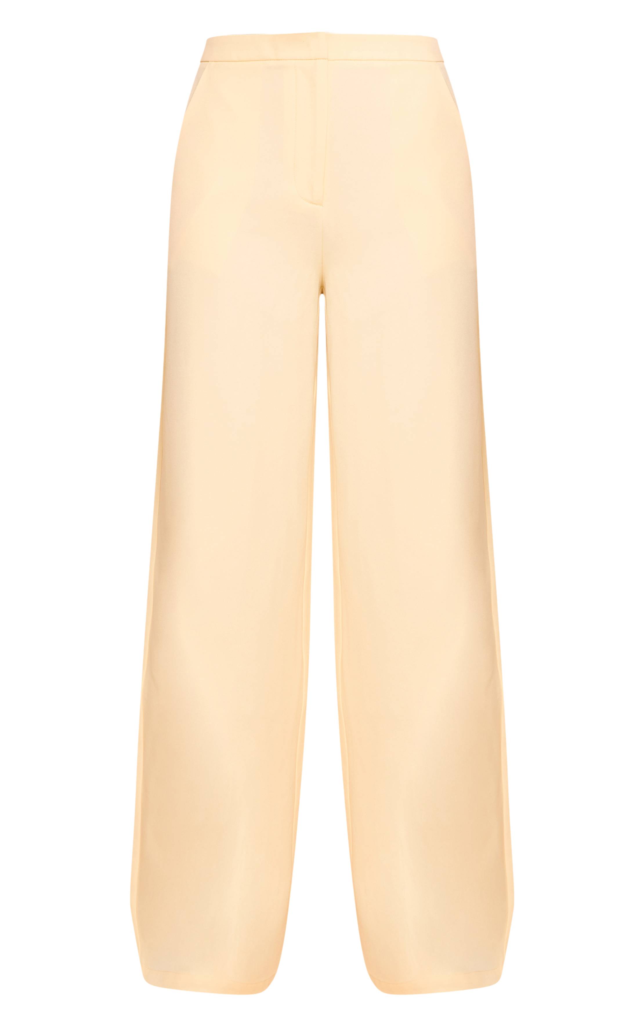 Butter Yellow Pantalon Large Tissé À Jambes Ultra Larges Plissé Taille Mi-haute