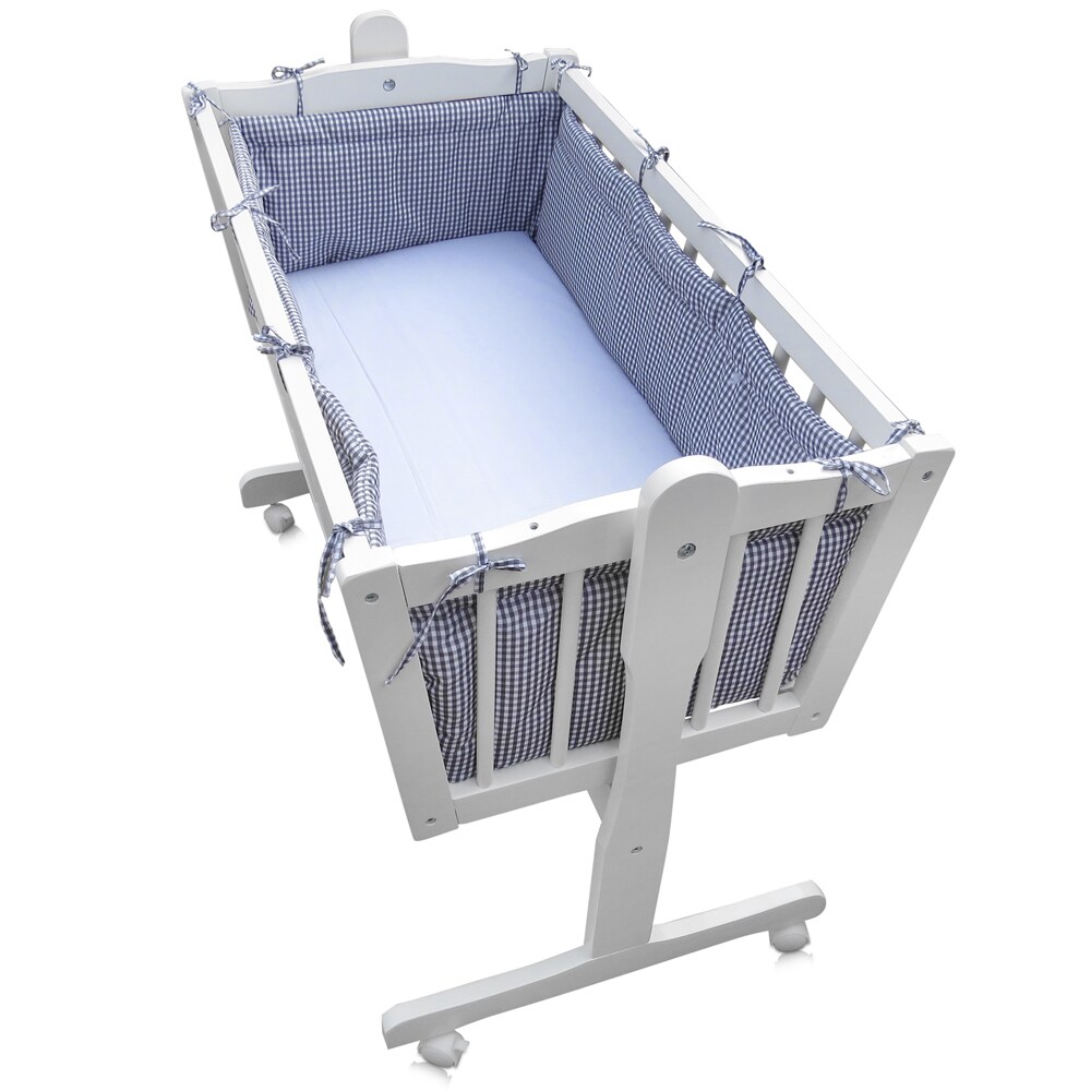 Baby Wiege Kinder Bett Stubenwagen Beistellbett + 9 tlg. Zubehör Weiß Grau