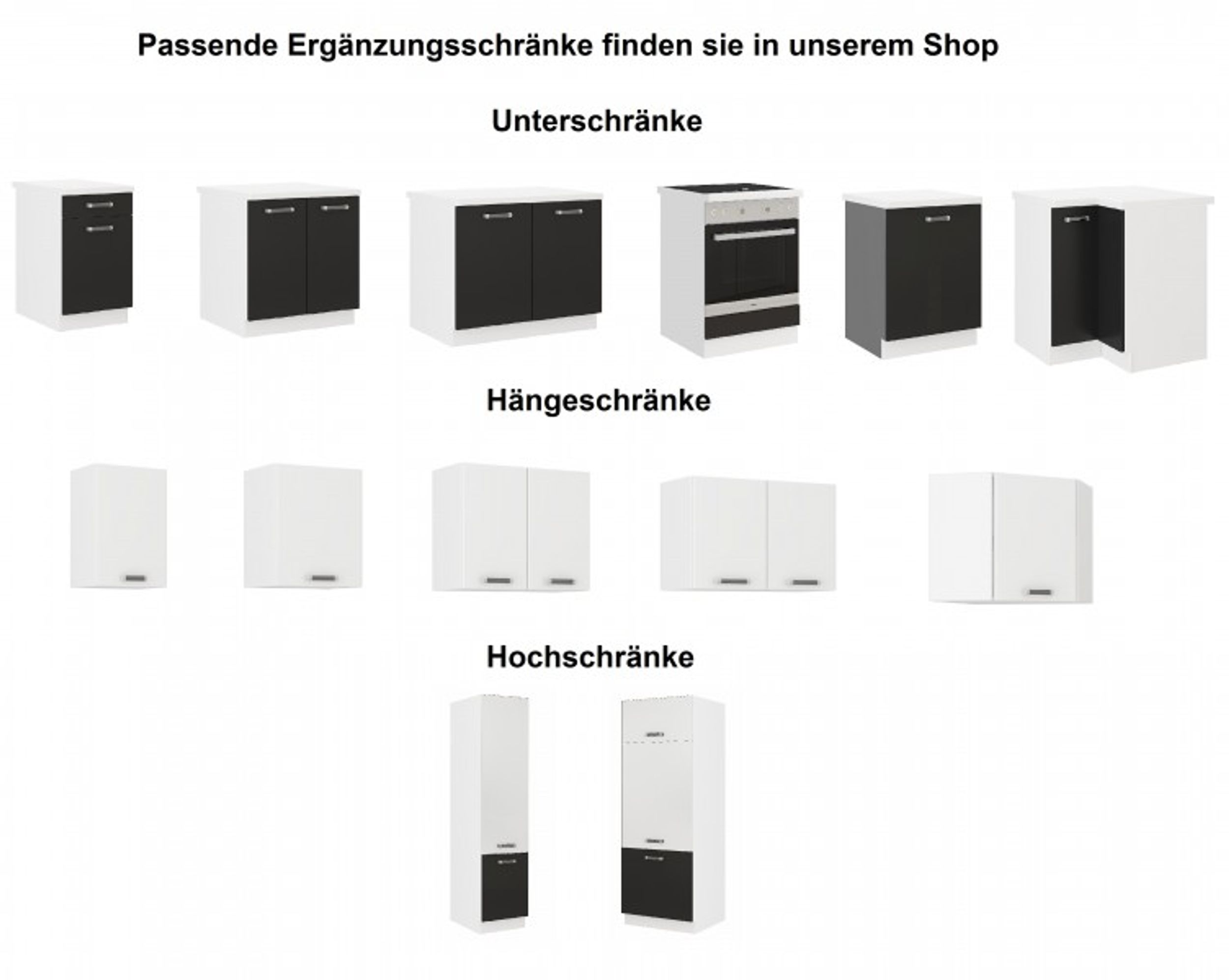 Küchen Hängeschrank 40 cm für das Modell „Omega 240 Schwarz + Weiss“