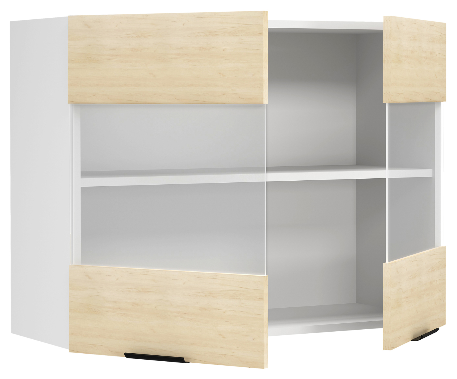 Hängeschrank FASOLA - weiß - Honig Eiche - mit Glaseinsatz - 80 cm