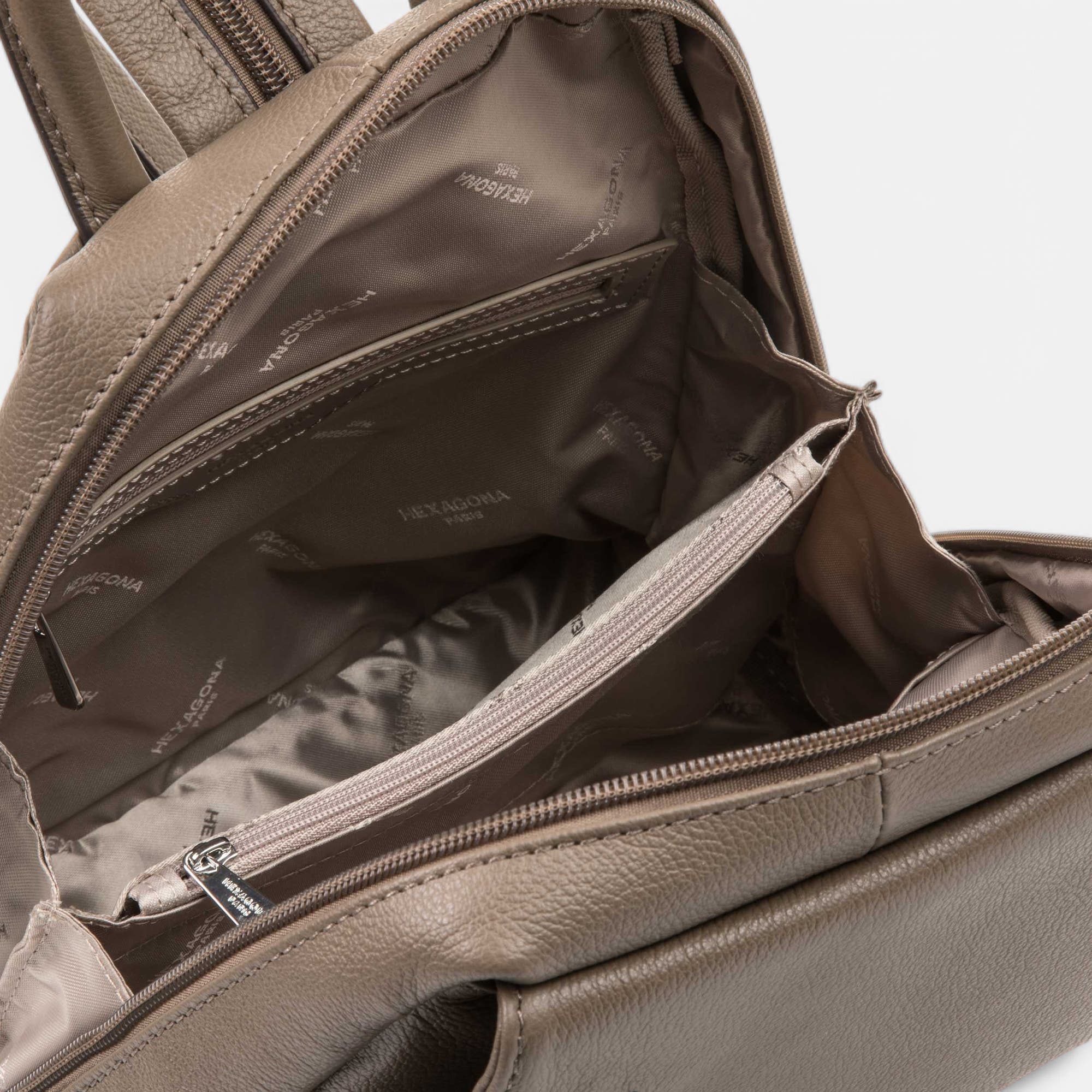Sac à dos en cuir taupe