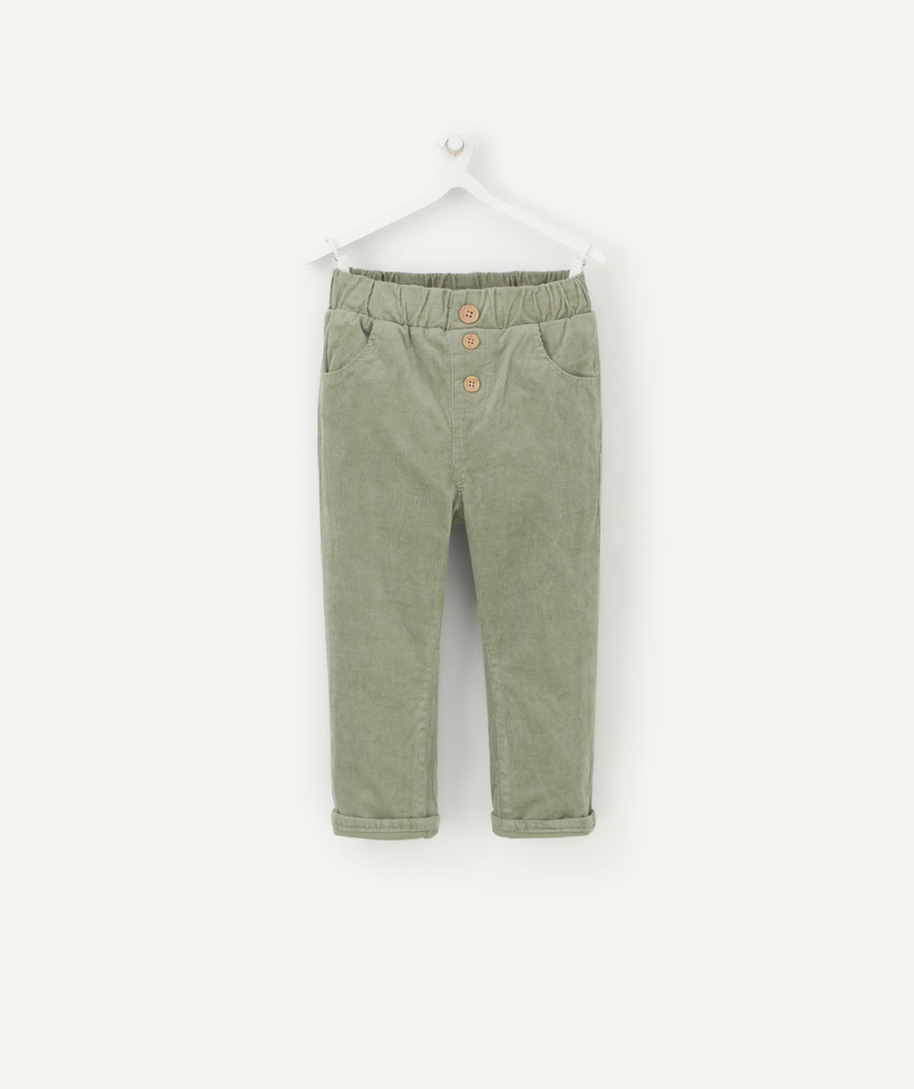 PANTALON DROIT BÉBÉ GARÇON EN VELOURS CÔTELÉ VERT
