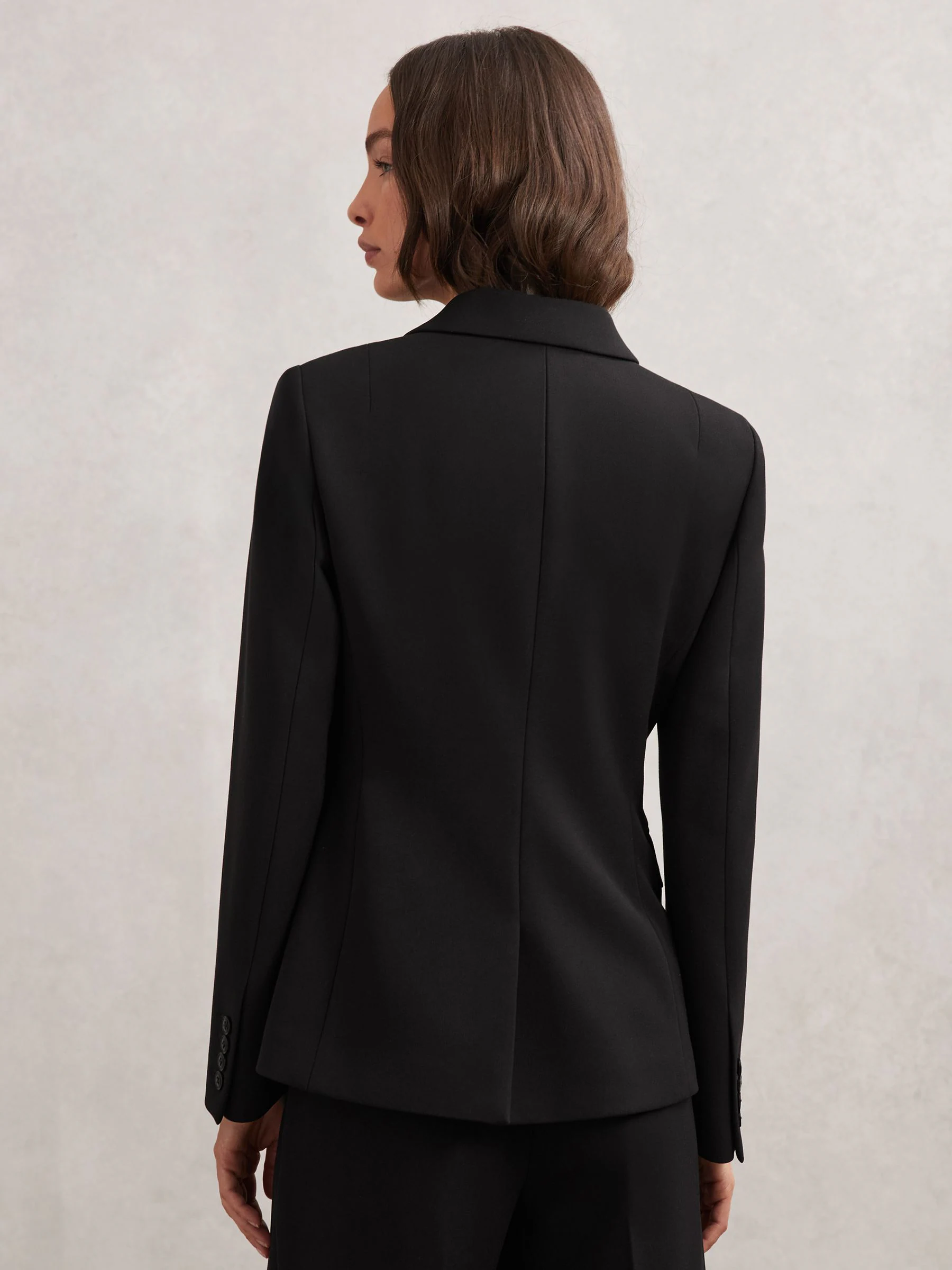 Zwart - Reiss Gabi Double-Breasted Suit Blazer