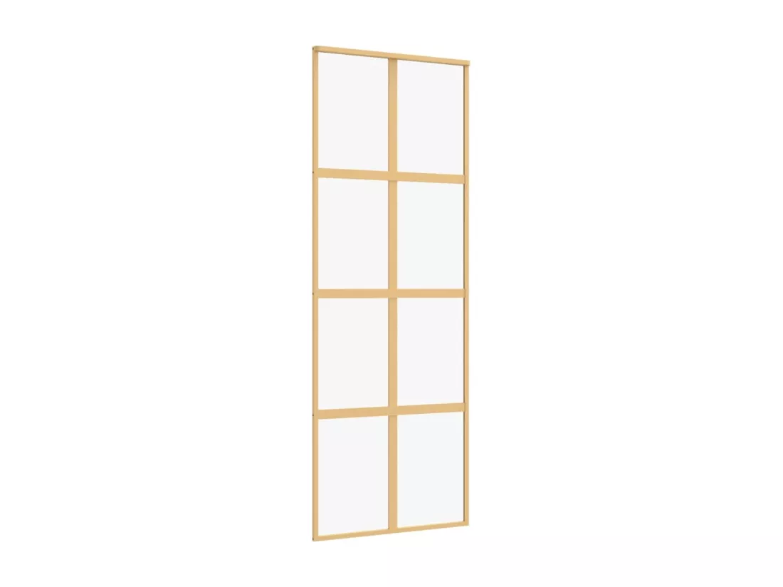 Porte coulissante doré 76x205 cm verre ESG clair et aluminium