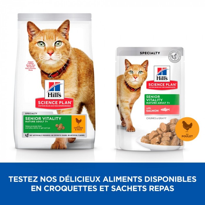 HILL'S Science Plan Senior Vitality Mature Adult 7+ au Poulet - Croquettes pour chat