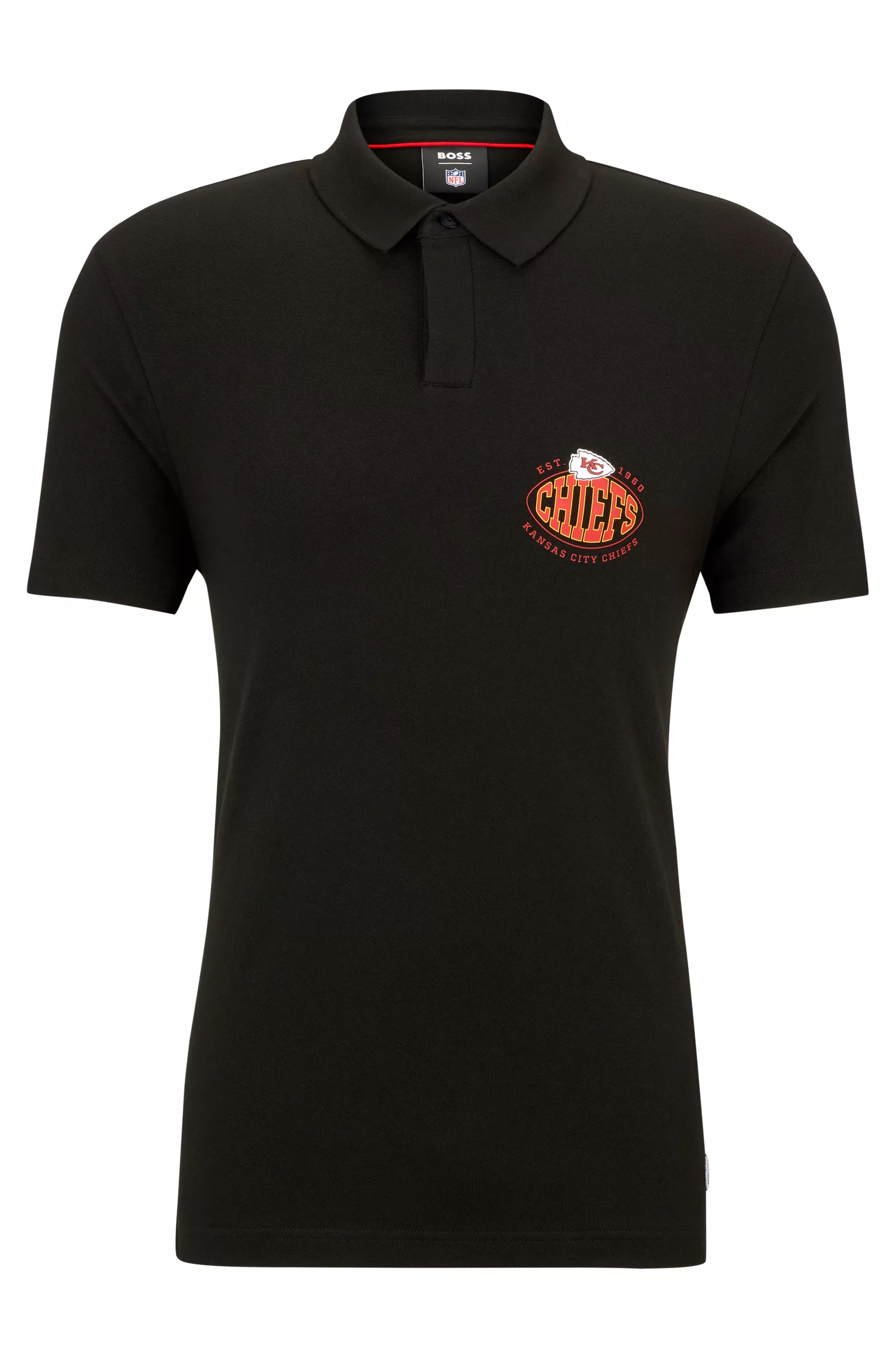 Camisa polo BOSS Orange-BOSS x NFL em algodão piqué com estampa da colaboração.