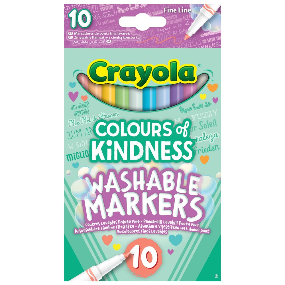 Crayola Farben der Freundlichkeit, 10er-Packung, abwaschbare Filzstifte mit feiner Linie