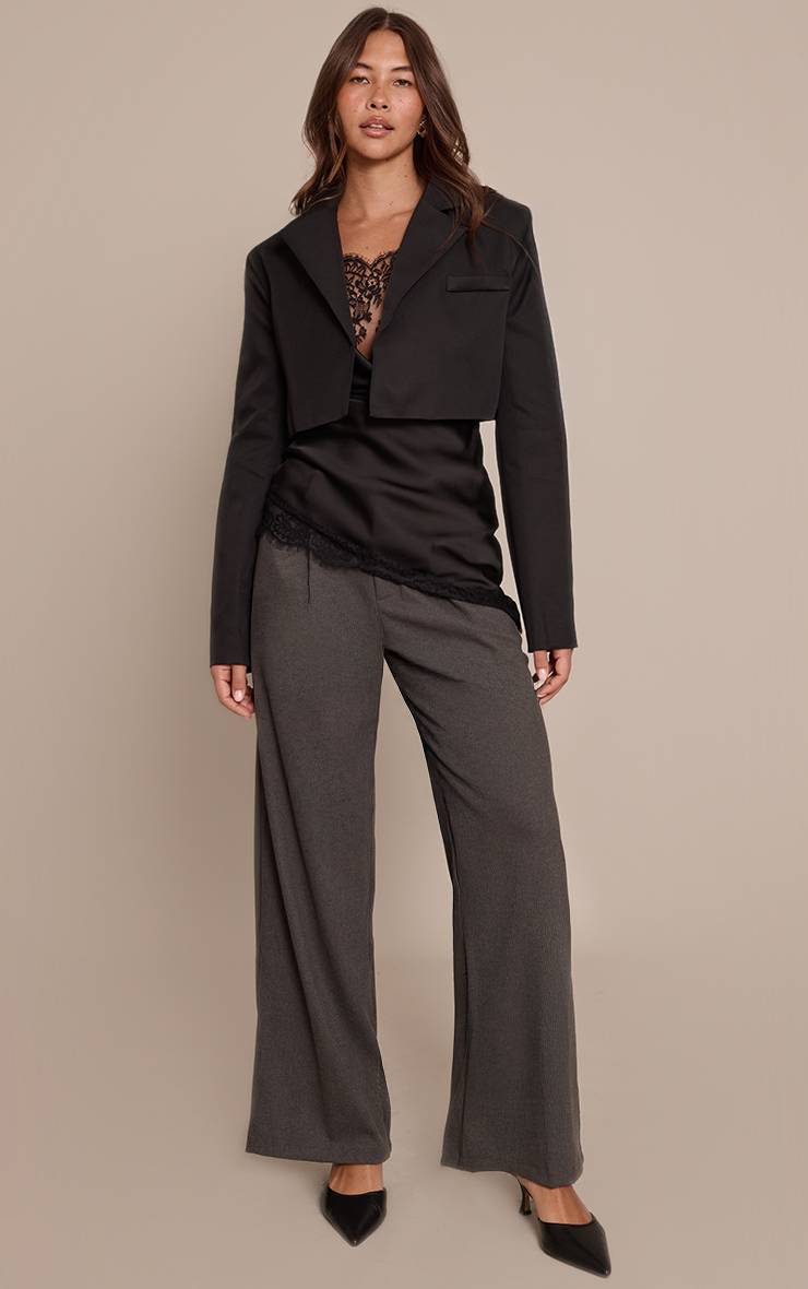 Noir Blazer Court Ajusté