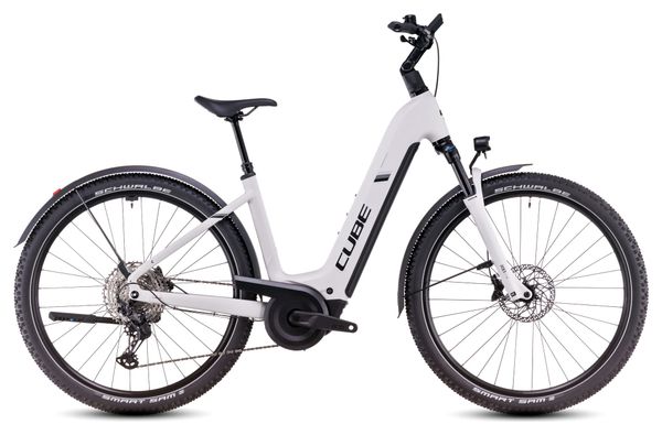 VTC Électrique Cube Nuride Hybrid EXC 800 Allroad Easy Entry Shimano Deore/Deore XT 12V 800 Wh 29'' Blanc Cotton Gris 2025