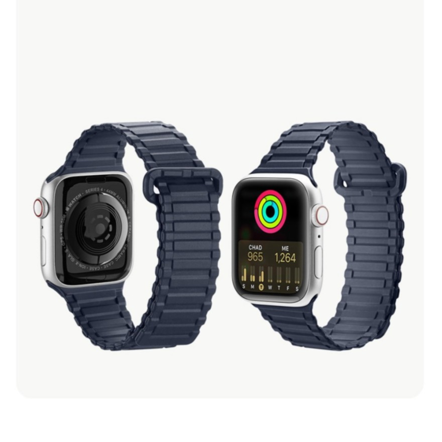 Apple Watch (49/46/45/44 mm) Silikon Sport Armband mit Magnetverschluss (Gelenkumfang: 185-255mm) - Blau