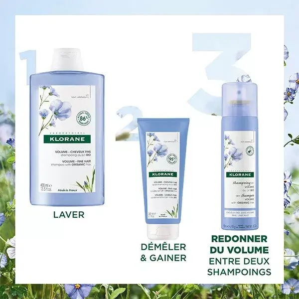 Shampoo a seco Klorane Linen Volume, pacote com 2 unidades de 150ml