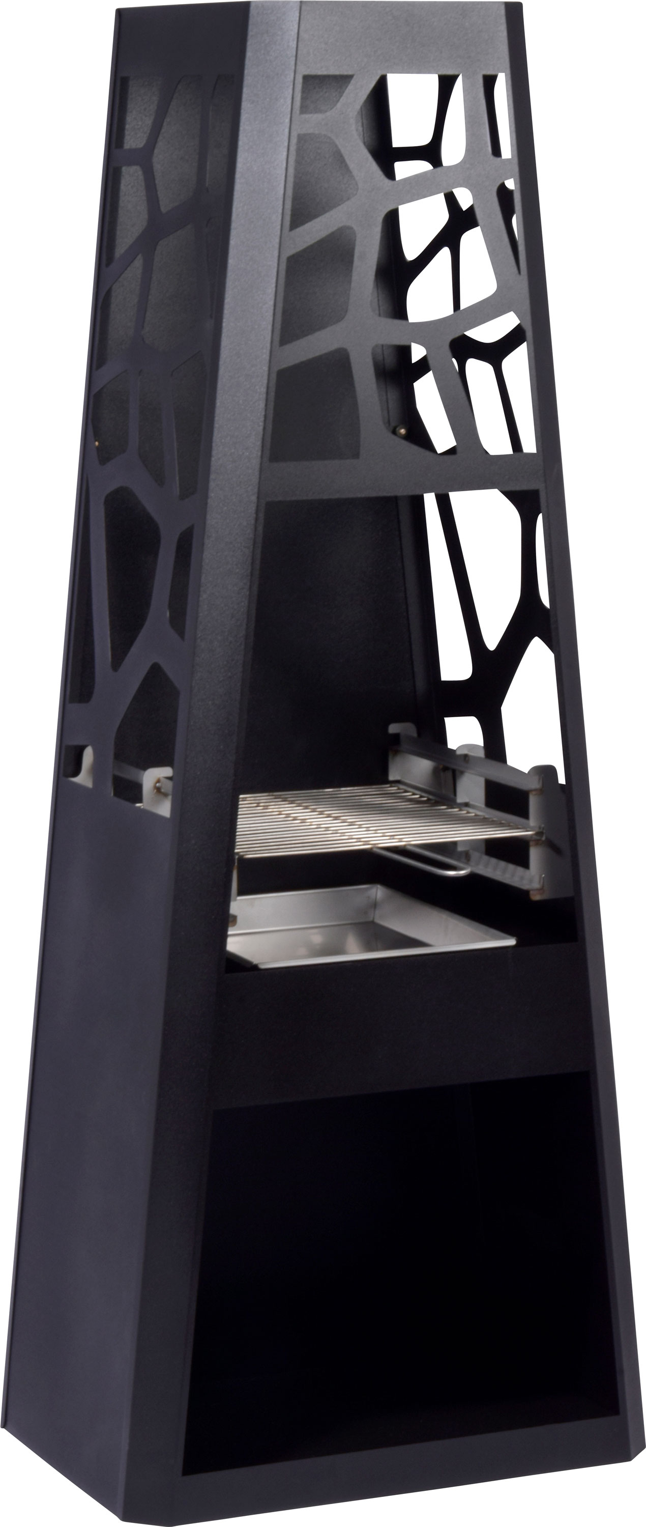 Dobar 35423 Metall-Gartenkamin mit Grillrost und Stauraum, schwarz
