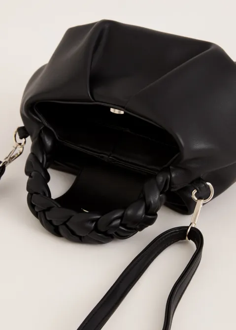 Crossbody tas met gevlochten detail zwart (ZWART)