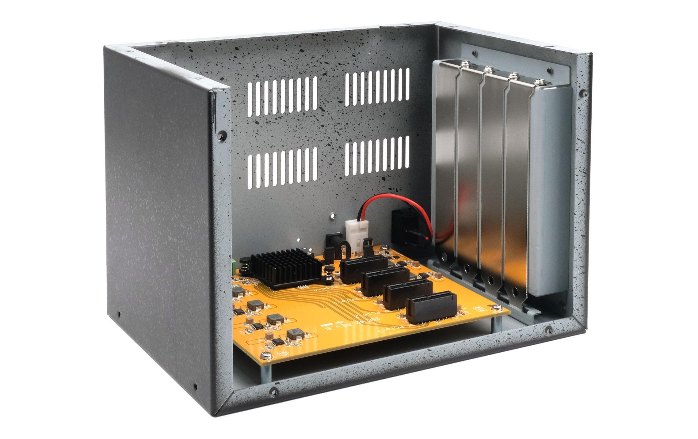 Konverter EX-1018<br>Expansion-Box mit 4x PCIe x1 Slots und PCIe x2 Host Card, für kurze Karten bis 20 cm