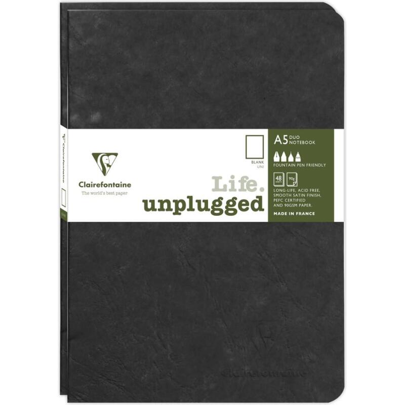 Set de 2 carnets piqués Age Bag A5 96 pages uni - Noir