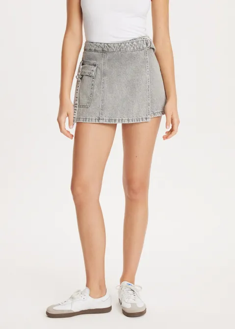 Denim cargo skort grijs (GRS.UM)