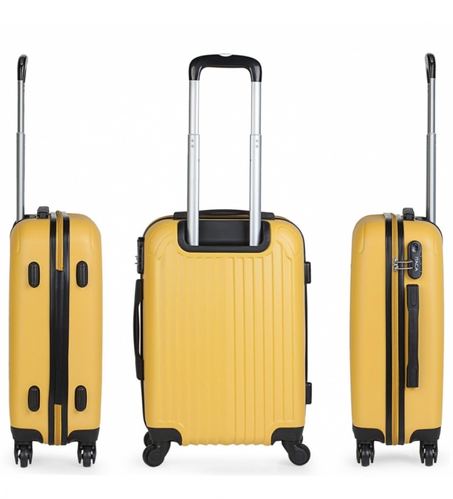 Mala de cabine rígida ITACA com 4 rodas T71550 Mostarda - 55x38x20cm -