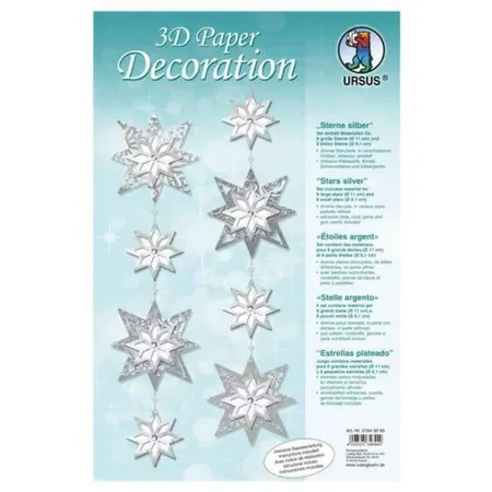 URSUS 3D Paper Decoration Sterne silber
