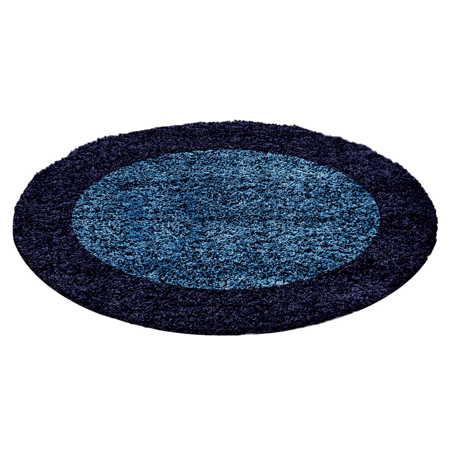 Wunderschöne Rund Bordüre Shaggy Hochflor Langflor Designer Teppich 2 Farbig