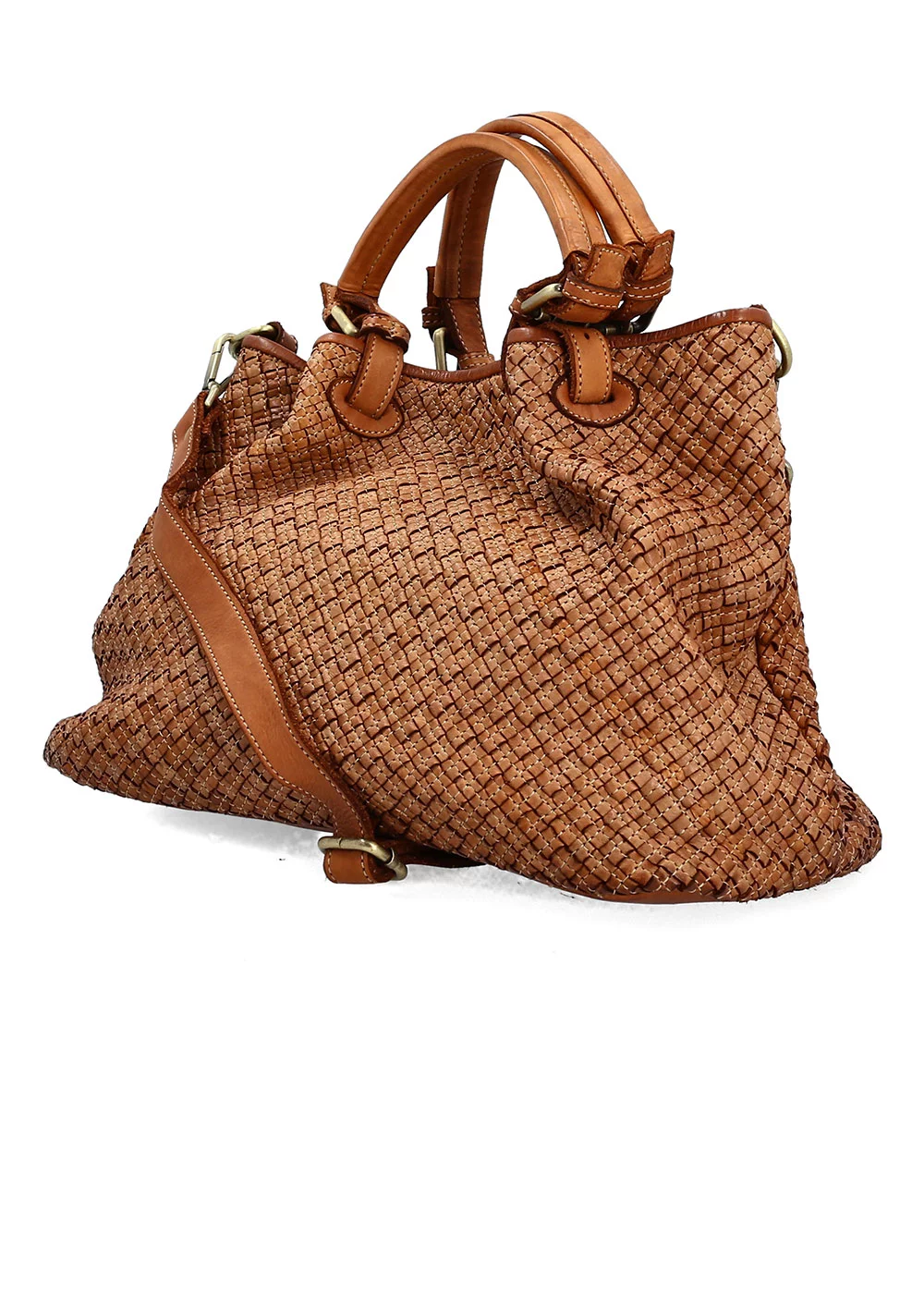 TRIBECA CUIR TRESSEE AGNESE COGNAC