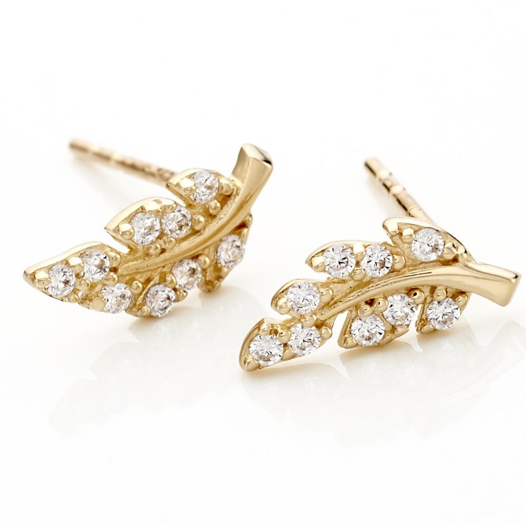 Boucles D'oreilles Puces Iuliana Or Jaune Oxyde De Zirconium