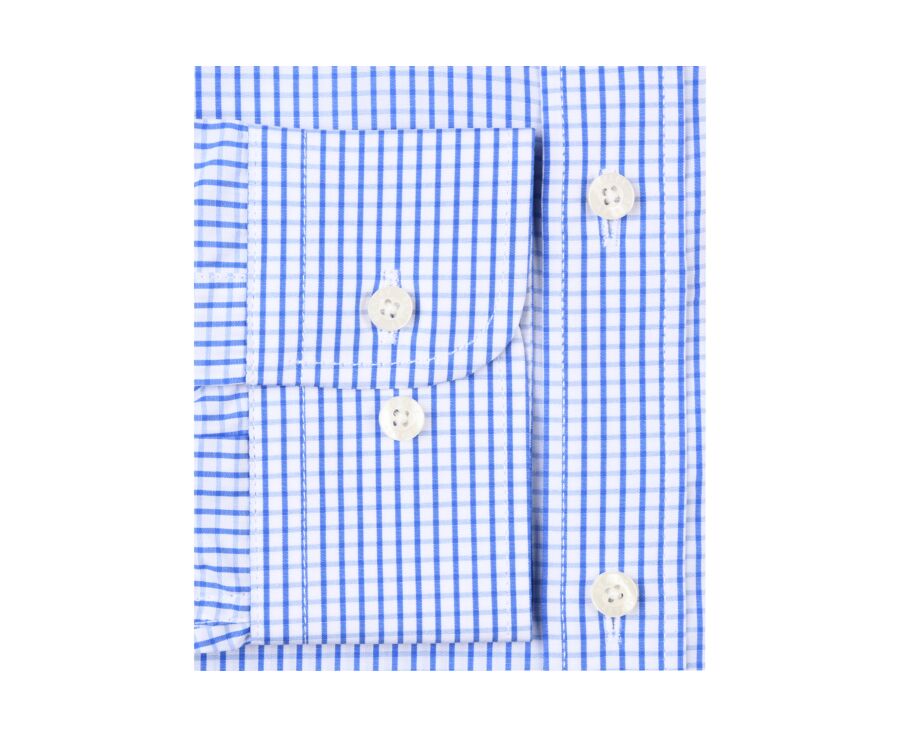 Chemise blanche carreaux bleus - Col français - ALEXIS