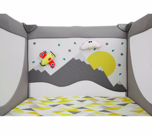 PARC FILET CHEER LITTLE EXPLORER - Blanc/Gris/Jaune
