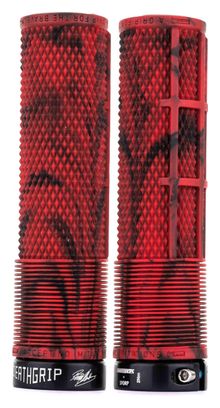 Paire de Grips DMR DeathGrip Flangeless Thin Rouge Marbre