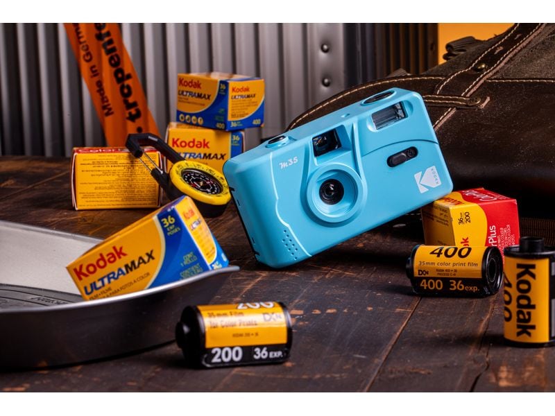 Kodak Analogkamera M35 – Blau Kleine wiederverwendbare Filmkamera mit Blitz