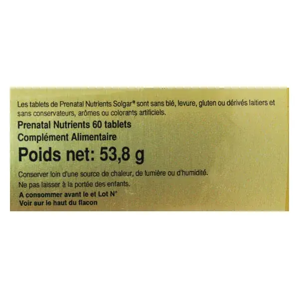 Solgar Prenatal Nutrients 60 comprimés