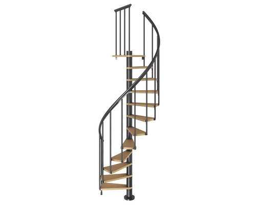 Pertura Arissa wenteltrap, beuken multiplex, Ø 120 cm, zwart, 11 treden, 12 stootborden