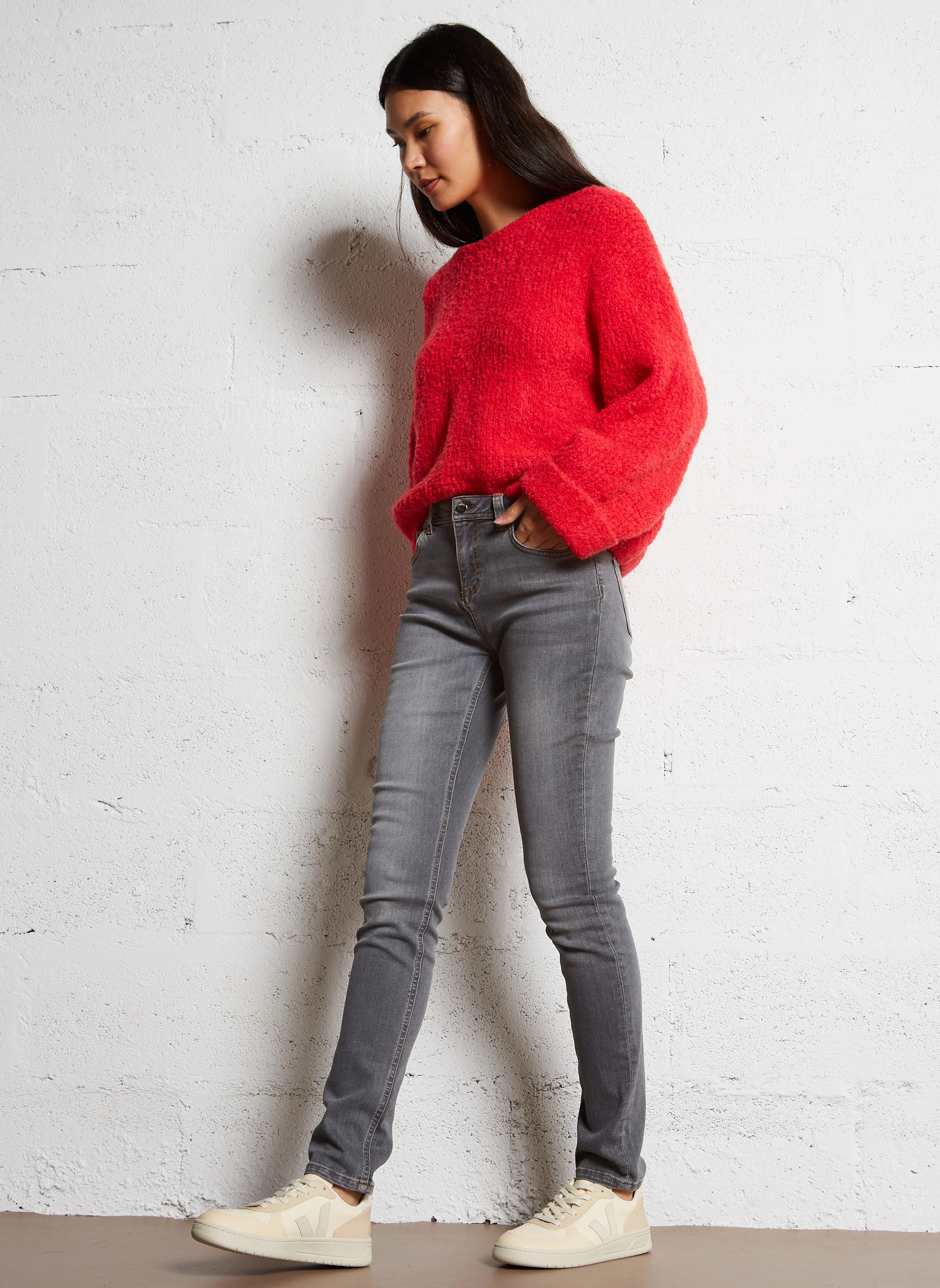 ZOLLY - Pull ample col rond en laine ample | Rose