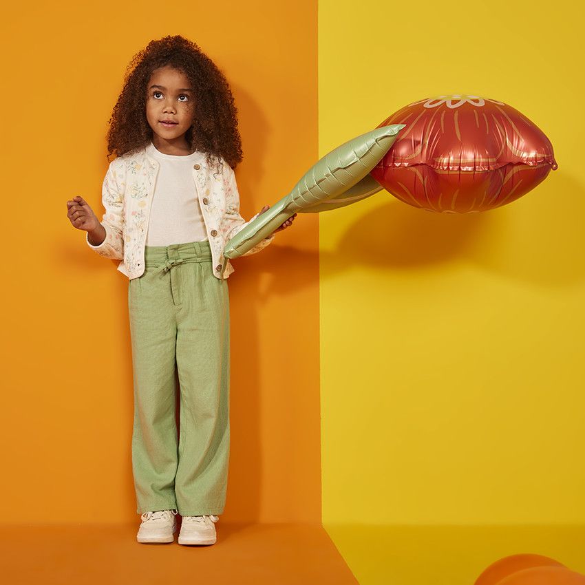 Pantalon large en toile unie pour fille - Vert
