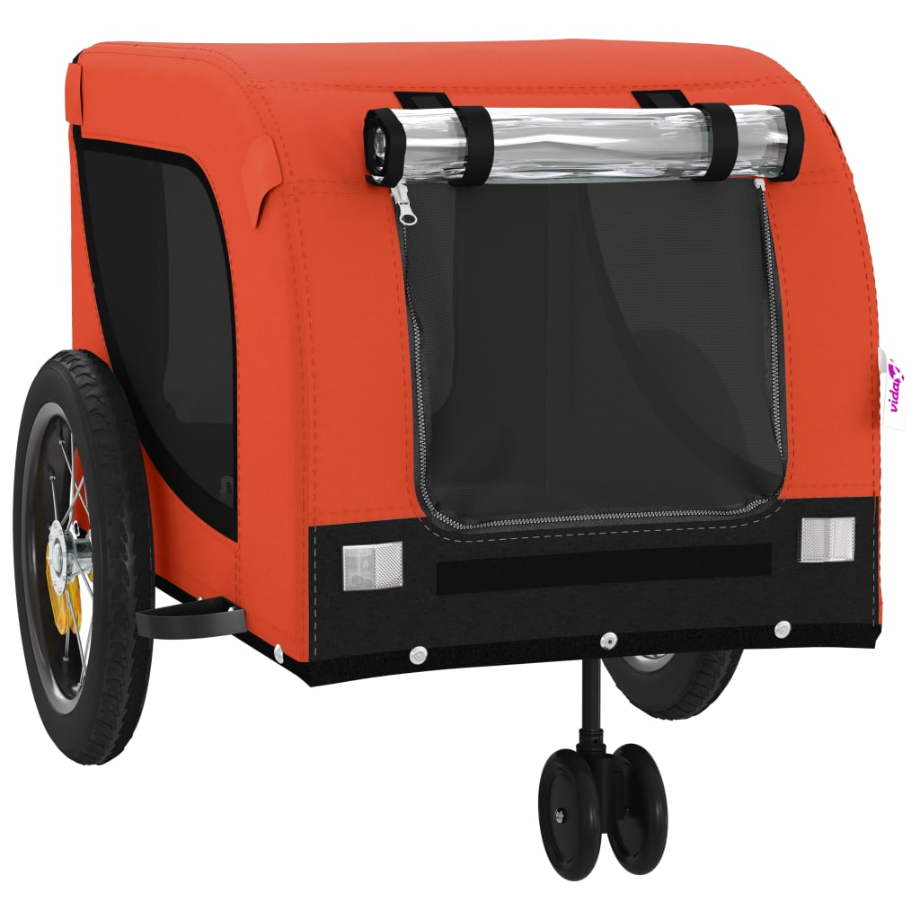 vidaXL Pet Bike Trailer Iron Oxford Cloth Orange Black