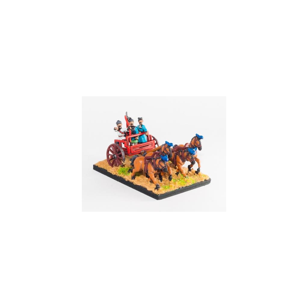 Han Chinese: Four horse heavy chariot with driver, archer and halbardier