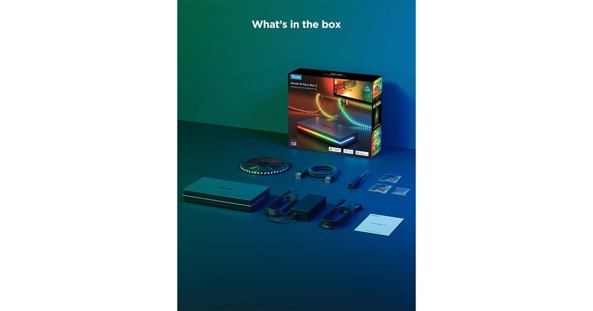 GoveeSmart AI Sync Box Kit verlichting  (Zwart, Wifi, Bluetooth, voor 55 - 65 inch tv's)