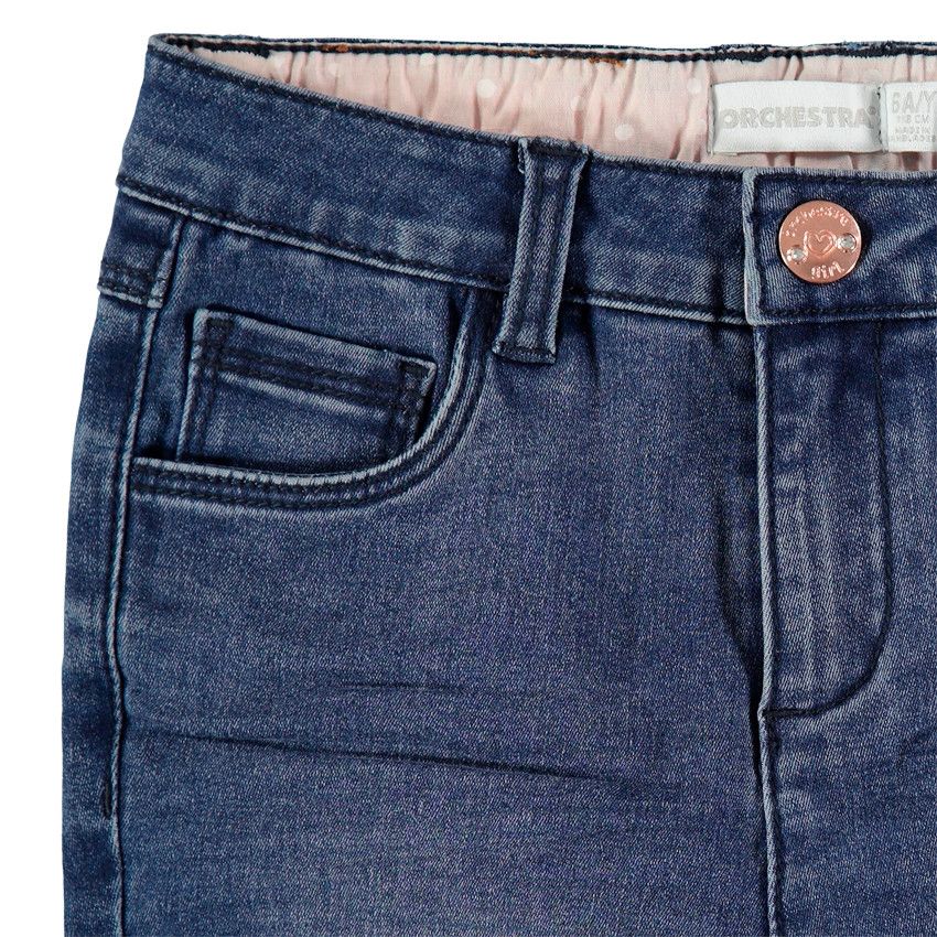 Jean effet used et crinkle coupe skinny - Bleu moyen