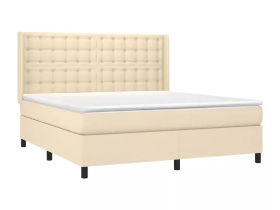Sommier tapissier avec matelas et LED Crème 180x200 cm Tissu
