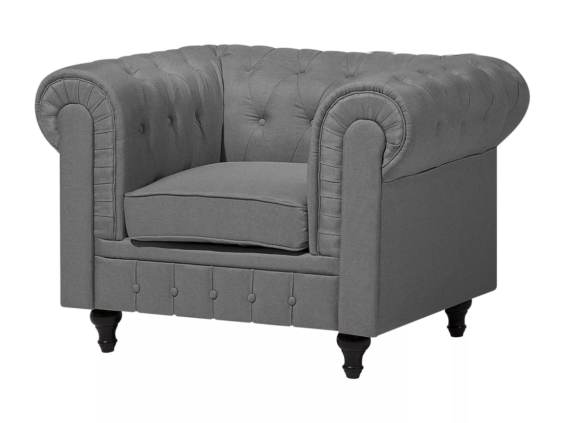Ensemble canapé et fauteuil en tissu gris 4 placesCHESTERFIELD Big