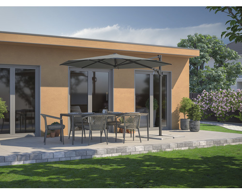 Soluna zweefparasol, model Beaujeu, Ø 300 cm, H 248 cm, rond, donkergrijs