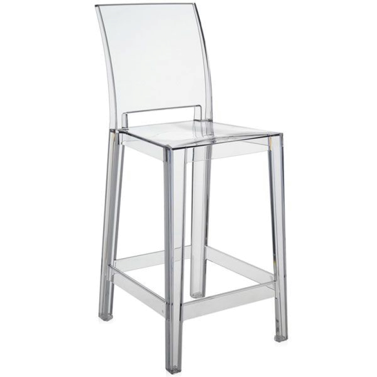 Kartell One More, One More Please vierkant low transparant barkruk