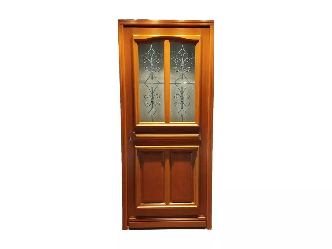 Porte D'Entrée Bois Vitrée, Vauban, H,215Xl,90 P, Droit Côtes Tableau